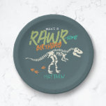 Jongens Schattigee Dinosaurus Dig Fossil Kids Verj Papieren Bordje<br><div class="desc">Dit schattige en eigentijdse jongensverjaardagspapier bord ontwerp is voorzien van een t-Rex dinosaurus skelet ontwerp. De borden kunnen worden gepersonaliseerd met uw kinder naam - het perfecte servies met dinosaurusfossielen!</div>