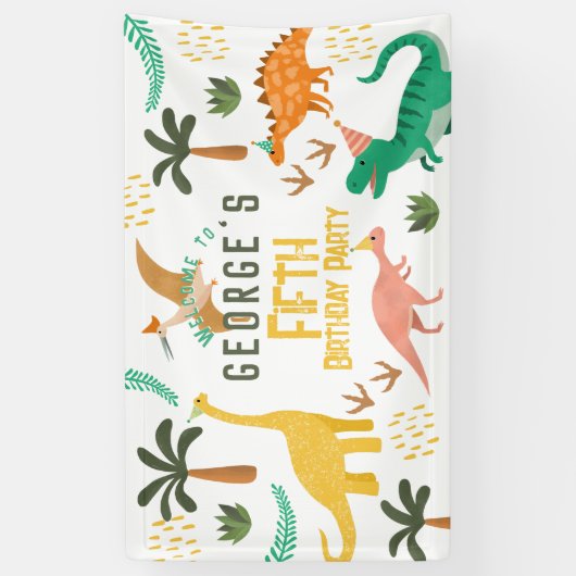 Jongens Schattigee dinosaurus T-Rex Kids Verjaarda Spandoek (Verticaal)