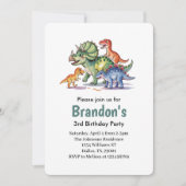 Jongens Schattigee Dinosaurus Verjaardag Kaart (Voorkant)