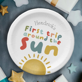 Jongens Schattigee eerste reis rond de zon 1e verj Papieren Bordje