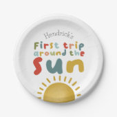 Jongens Schattigee eerste reis rond de zon 1e verj Papieren Bordje (Voorkant)
