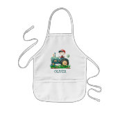 Jongens Schattigee Groene Tractor Gepersonaliseerd Kinder Schort (Voorkant)