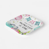 Jongen's Schattigee kleine monster verjaardagsfees Papieren Bordje (Gebogen)