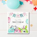 Jongen's Schattigee Monsters Happy Birthday Party Servet<br><div class="desc">Als je een monster bash gooit voor je kleine monster, zoek dan niet verder voor monster thema verjaardag servetten. Ideaal voor uw gasten om hun kleverige vingers af te vegen, deze super schattige servetten zijn gemakkelijk gepersonaliseerd! Help je monster bash gaan met een knal met deze mooie servetten die zeker...</div>
