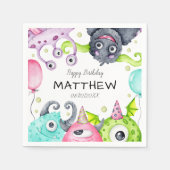 Jongen's Schattigee Monsters Happy Birthday Party Servet (Voorkant)