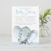 Jongens Schattigee Olifant Baby Douche Uitnodiging (Staand voorkant)