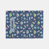 Jongens Schattigee Ruimte Alien Cartoon Patroon &  Fleece Deken (Voorkant (Horizontaal))
