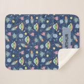 Jongens Schattigee Ruimte Alien Cartoon Patroon &  Sherpa Deken (Voorkant (horizontaal))