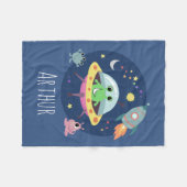Jongens Schattigee Ruimte Alien Raket Cartoon & Na Fleece Deken (Voorkant (Horizontaal))