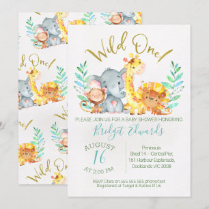 Jongens Schattigee Safari Dieren Baby shower Uitno Kaart