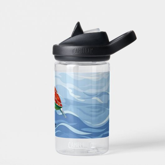 Jongens Schattigee Schildpad Gepersonaliseerde Blu Waterfles (Links)