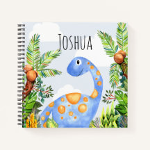 Jongens Schattigee Waterverf Dinosaurus en Naam