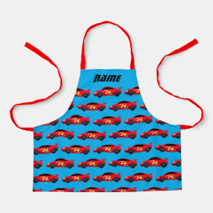 Jongens schort met kleine rode racecar design prin