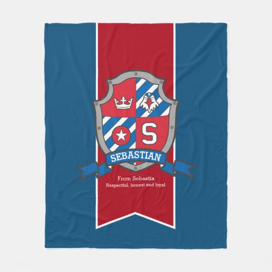 Jongens Sebastian letter S naam betekent blauw dek Fleece Deken (Voorkant)