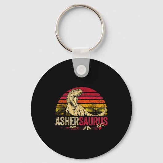 Jongens shirt Asher Saurus Dinosaur Rex Naam Sleutelhanger (Voorkant)