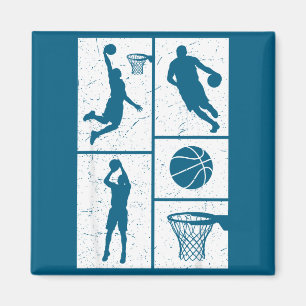 Jongens shirt basketbalspeler vintage retro stijl magneet