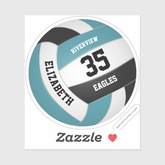 jongens simpele blauwgroen zwarte volleybal sticker (Vel)