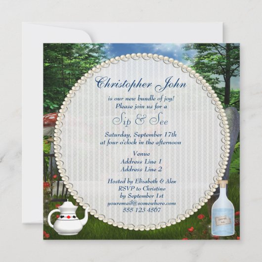 Jongens Sip en zie het Baby shower van de Tea Part Kaart (Achterkant)