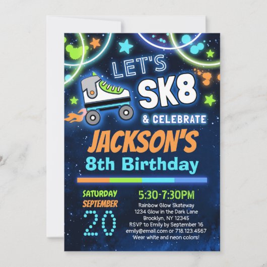 Jongens SK8 en gevierd rolschaatsfeest Kaart (Voorkant)
