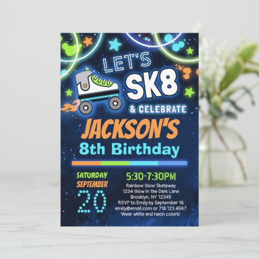 Jongens SK8 en gevierd rolschaatsfeest Kaart (Staand voorkant)