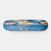 Jongens skateboard met zonsondergangblauw (Horizontaal)