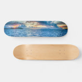 Jongens skateboard met zonsondergangblauw (Horizontaal)