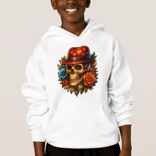 Jongens Skull Hoodie met Hart Hoed (Voorkant)