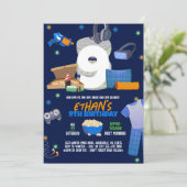 Jongens Sleepover Pyjama Party Uitnodiging (Staand voorkant)