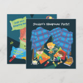 Jongens Sleepover Slumber Party Uitnodiging (Voorkant / Achterkant)