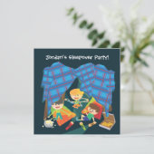 Jongens Sleepover Slumber Party Uitnodiging (Staand voorkant)