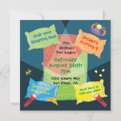 Jongens Sleepover Slumber Party Uitnodiging (Achterkant)