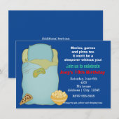 Jongens Sleepover Slumber Party Verjaardag uitnodi Kaart (Voorkant / Achterkant)