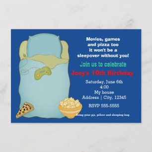 Jongens Sleepover Slumber Party Verjaardag uitnodi Kaart