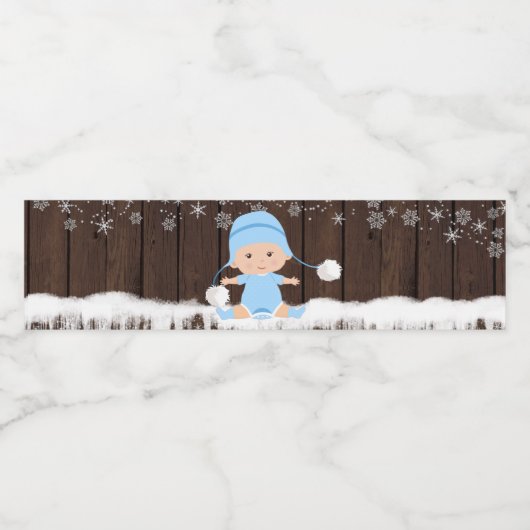 Jongens Sneeuwvlok Baby shower Waterflesetiketten Waterfles Etiket (Enkel label)