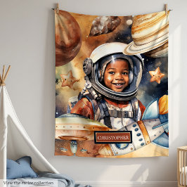 Jongens Space Blanket Astronaut Waterverf Ontwerp Fleece Deken