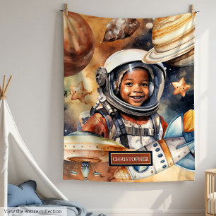 Jongens Space Blanket Astronaut Waterverf Ontwerp Fleece Deken