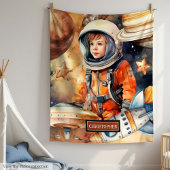 Jongens Space Blanket Gepersonaliseerde Astronaut  Fleece Deken
