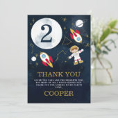 Jongens Space Theme Verjaardag Dank je kaart (Staand voorkant)