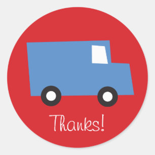 Jongens Speelgoed Blauwe Truck Verjaardag Bedankt  Ronde Sticker