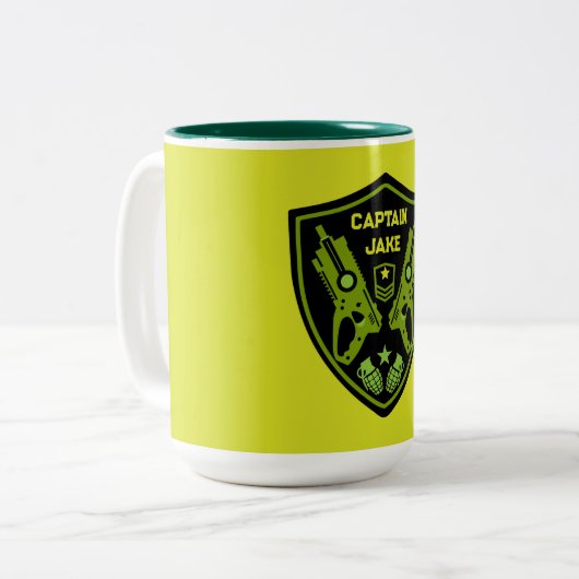 Jongens Speelgoed Dart Pistool Battle Tweekleurige Koffiemok (Voorkant links)