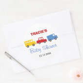 Jongens Speelgoed Kleurrijk Leuk Retro Transport B Ronde Sticker (Envelop)