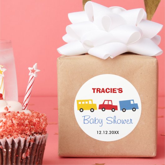 Jongens Speelgoed Kleurrijk Leuk Retro Transport B Ronde Sticker (Feest)