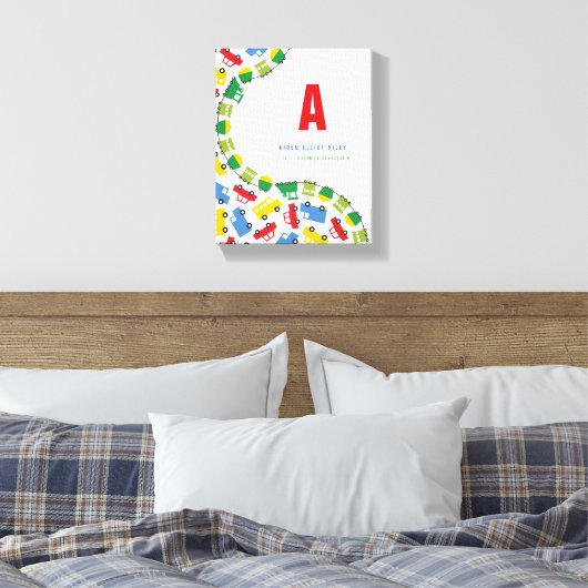 Jongens Speelgoed Kleurrijk Leuk Vervoer Baby Kwek Canvas Afdruk (Insitu (Slaapkamer))