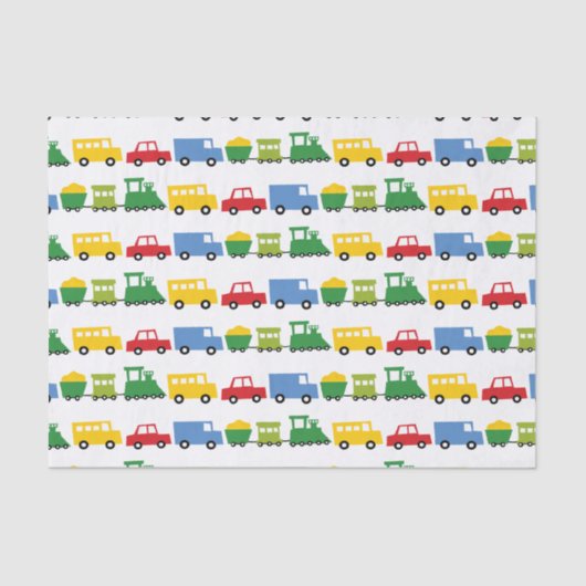 Jongens Speelgoed Kleurrijk Vervoer Kind's Verjaar Tissuepapier (Voorkant)