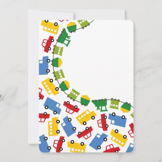 Jongens Speelgoed Kleurrijk Vervoer Schattige Jong Kaart (Achterkant)