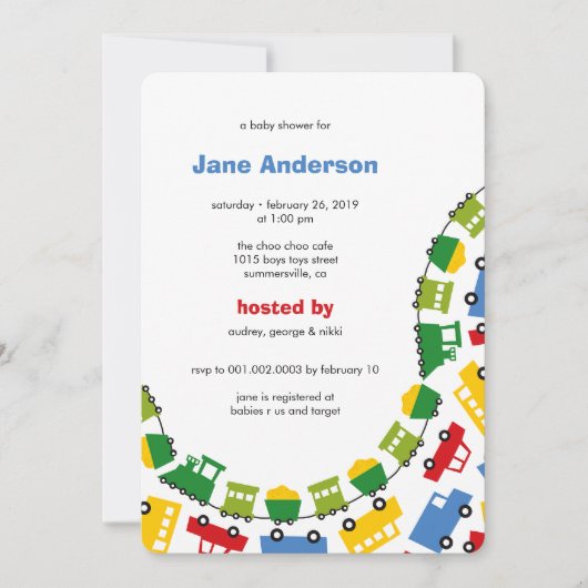 Jongens Speelgoed Kleurrijk Vervoer Schattige Jong Kaart (Voorkant)