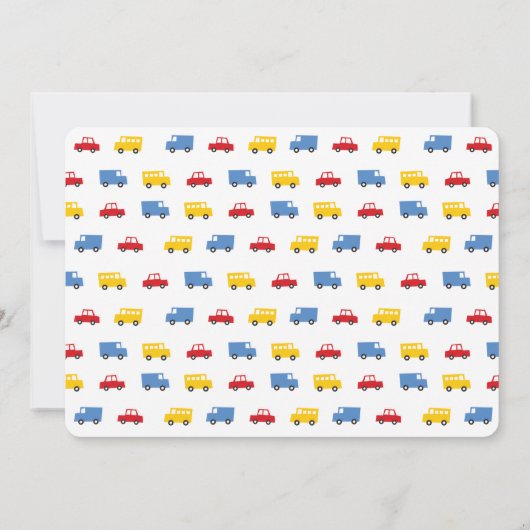 Jongens Speelgoed Kleurrijk Vervoer Tweeling Jonge Aankondiging (Achterkant)