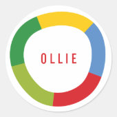 Jongens Speelgoed Kleurrijke Cirkel Leuke Naam Ver Ronde Sticker (Voorkant)