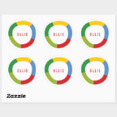 Jongens Speelgoed Kleurrijke Cirkel Leuke Naam Ver Ronde Sticker (Vel)