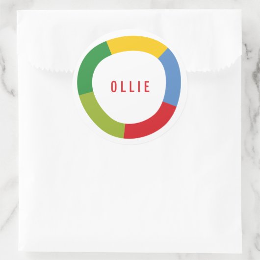 Jongens Speelgoed Kleurrijke Cirkel Leuke Naam Ver Ronde Sticker (Tas)